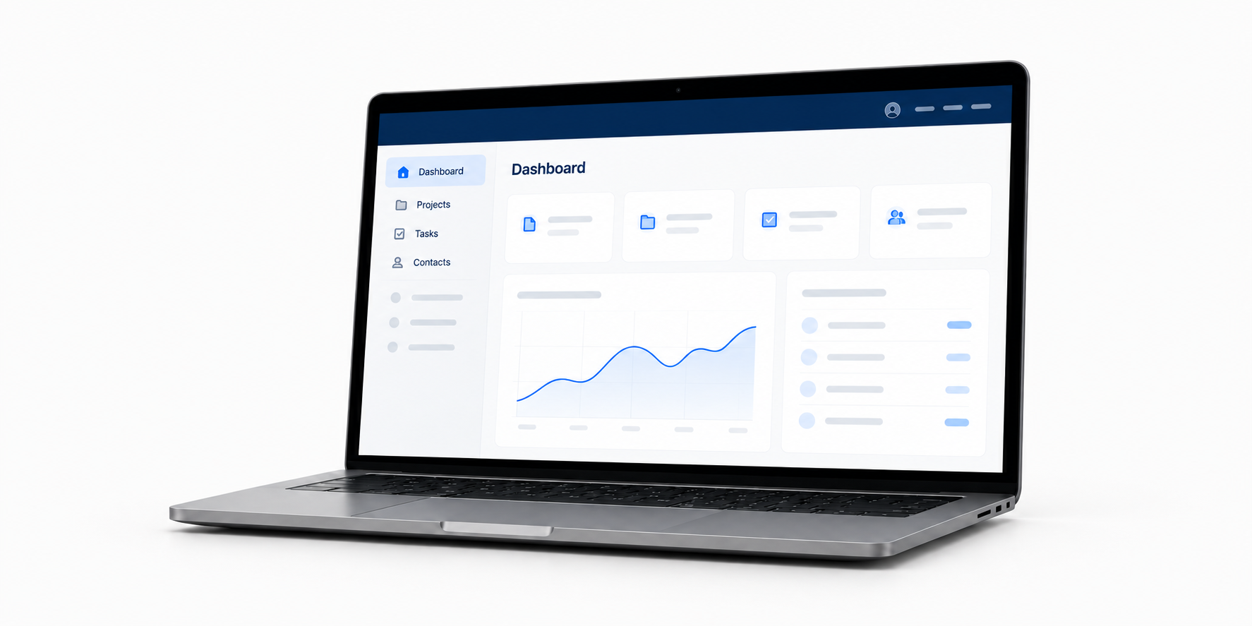 Illustrative business application on a laptop
